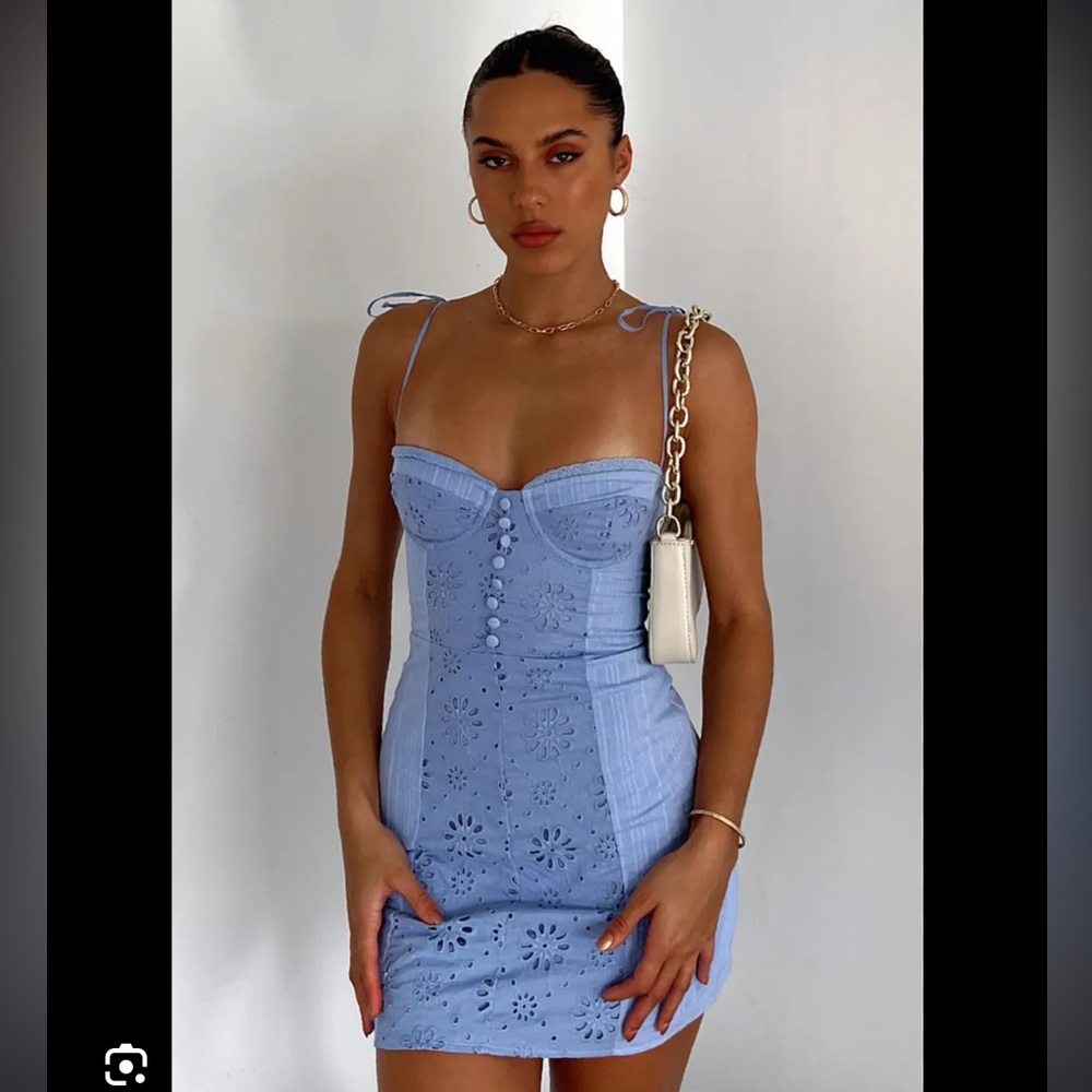 Unconditional love mini dress white fox color periwinkle